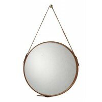 Round Leather Mirror with Hook