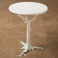 White Faux Bois Side Table