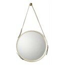 Round White Hide Mirror